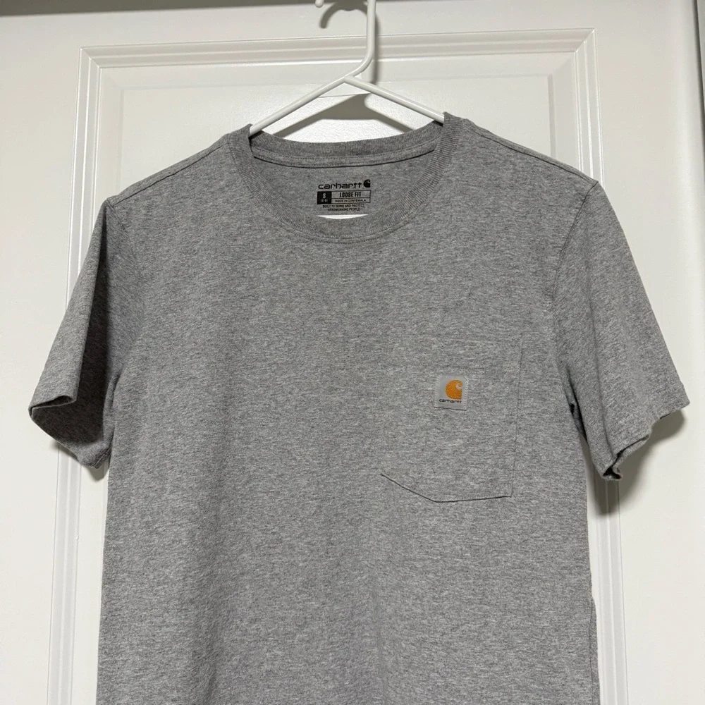 Carhartt Shirt Tshirt Tee Gray Short Sleeve Pocket Loose Fit S - Picture 6 of 6